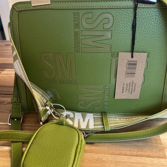 NWT STEVE MADDEN BMATEO CROSSBODY BAG TOP HANDLE SATCHEL‎ W AIRPOD CASE GREEN - Picture 3 of 9